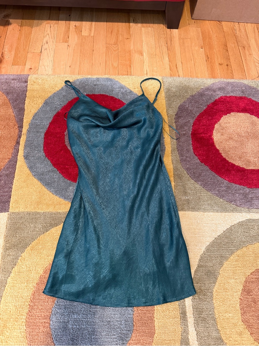 Altar’d State Emerald Green Cowl Neck Spaghetti Strap Mini Dress Size Small